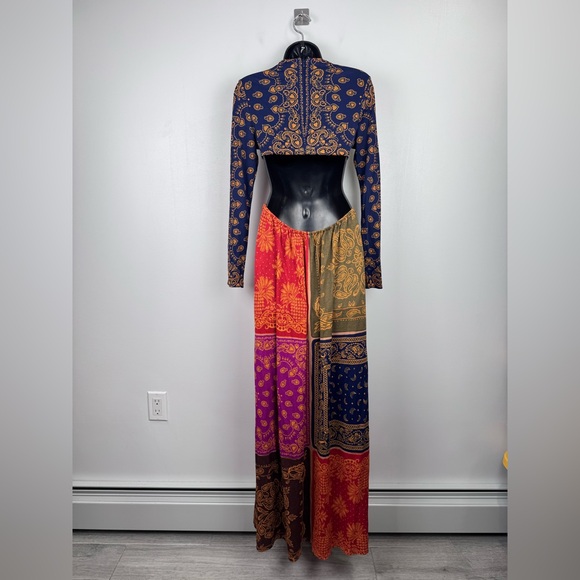 Farm Rio Women Multicolor Bandana Dream Cut Out Maxi Dress Size XS - Picture 3 of 6